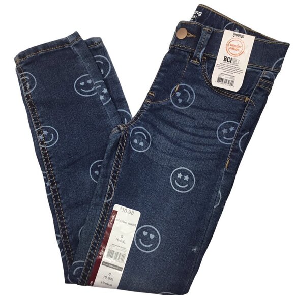Wonder Nation Jeggings Lot of 2 Denim Stretch Girls S (6-6X) Tie Dye Smiley Face - Picture 5 of 6